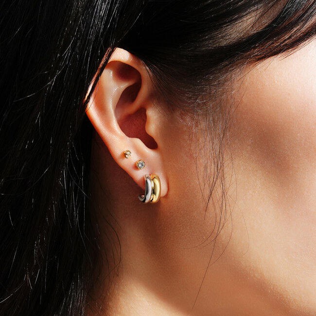 Ania Haie Oorring Two-tone duet mixed huggie hoop