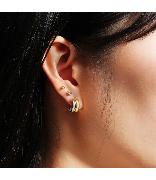 Ania Haie Oorring Two-tone duet mixed huggie hoop