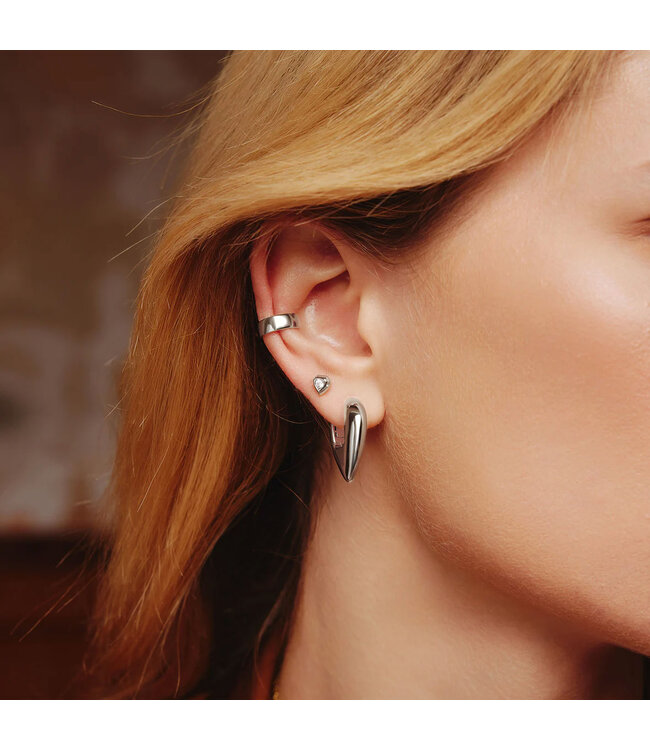 Ania Haie Oorring Silver Sparkling Shield Stud