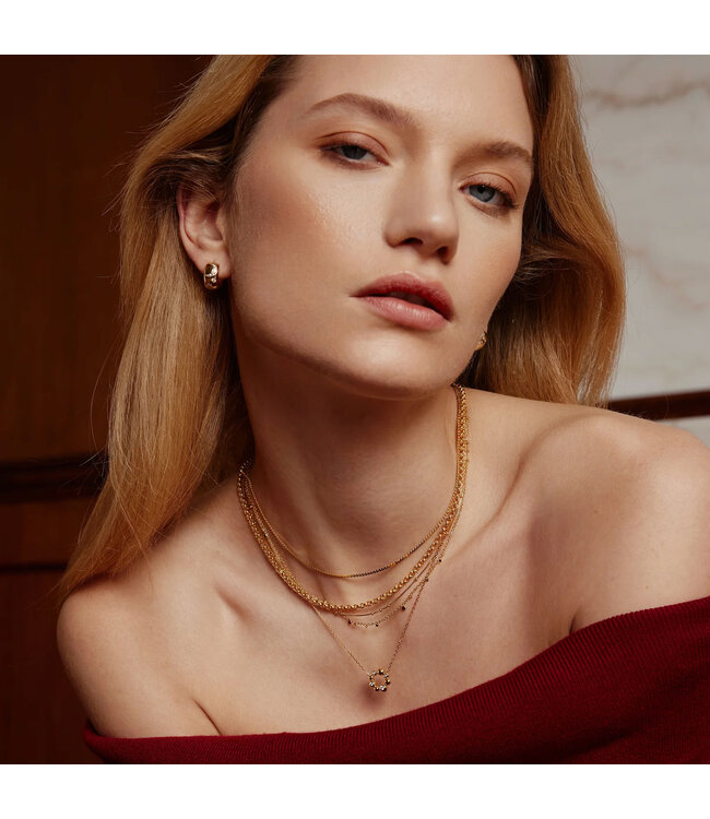 Ania Haie Halsketting Gold Asymmetric Beaded Circle