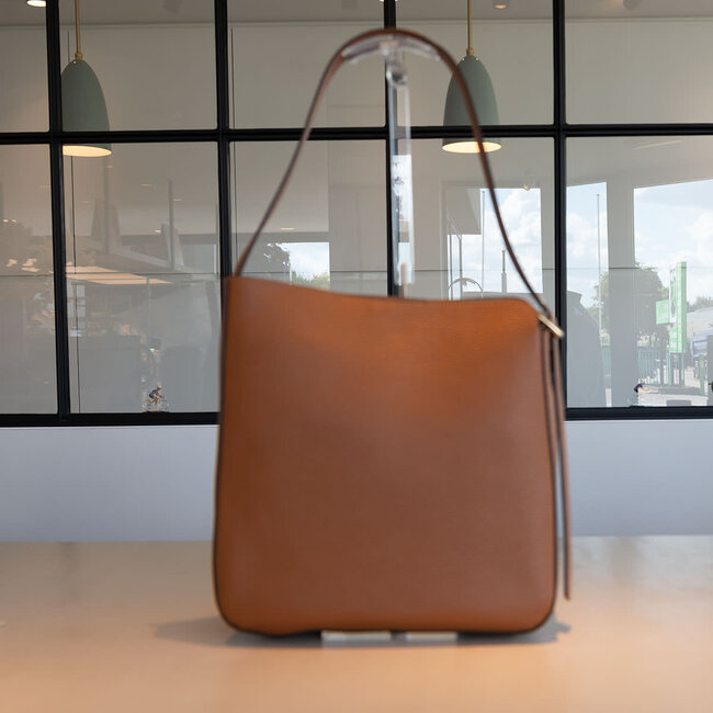 Carol J Leren handtas Alba groot in cognac