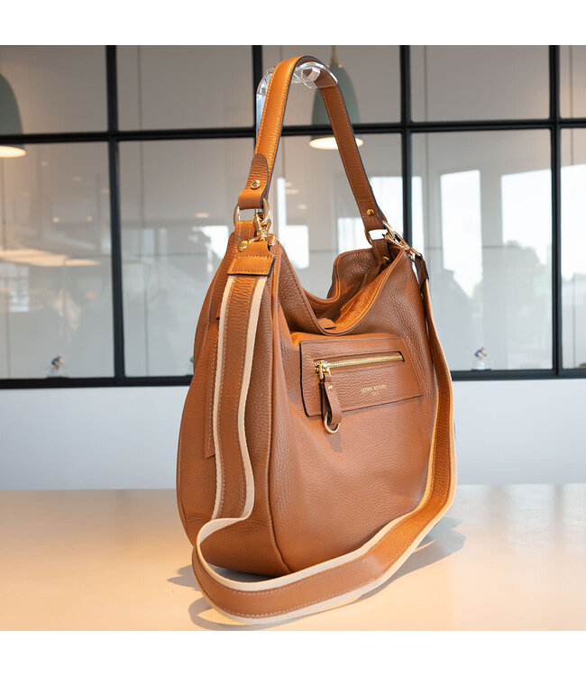 Carol J Leren handtas Francesca in cognac