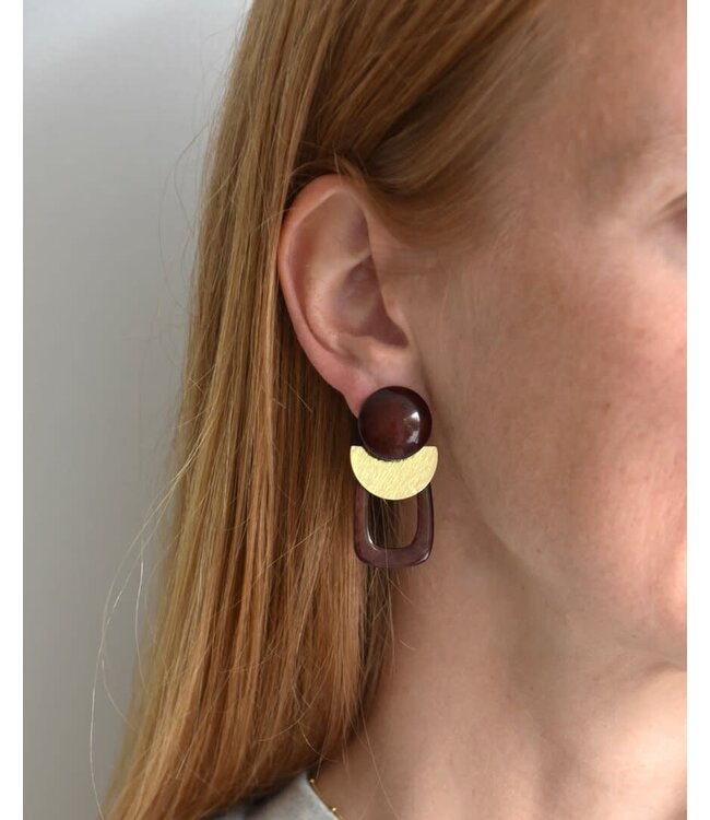 Maison Cachet Oorring Géométriques Chocolat