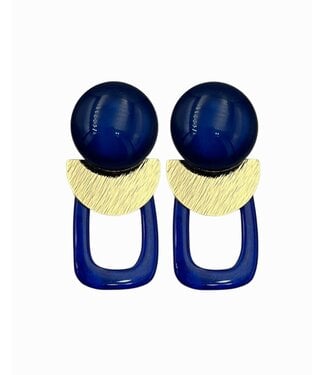 Maison Cachet Oorring Lunes Géométriques Cobalt