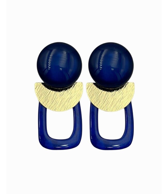 Maison Cachet Oorring Lunes Géométriques Cobalt