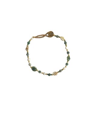 Ibu Jewels Ibu Jewels - Armband Lulu Flower Gold Bamboo Green