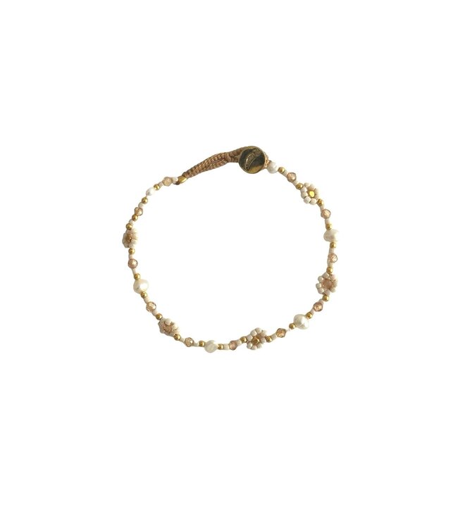 Ibu Jewels Ibu Jewels - Armband Lulu Flower Gold Antique Beige