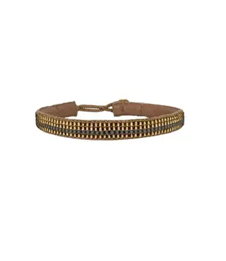 Ibu Jewels Ibu Jewels - Armband Gold Stripe Grey