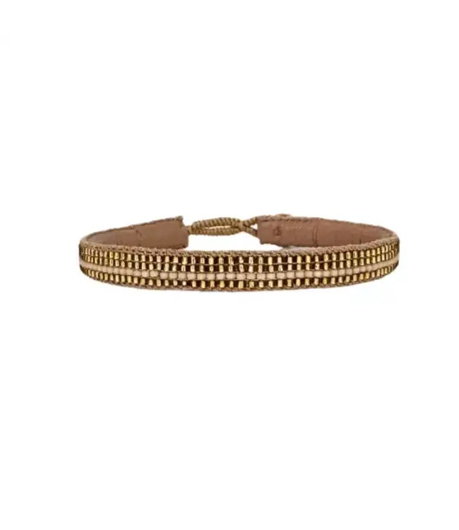 Ibu Jewels Ibu Jewels - Armband Gold Stripe Antique Beige