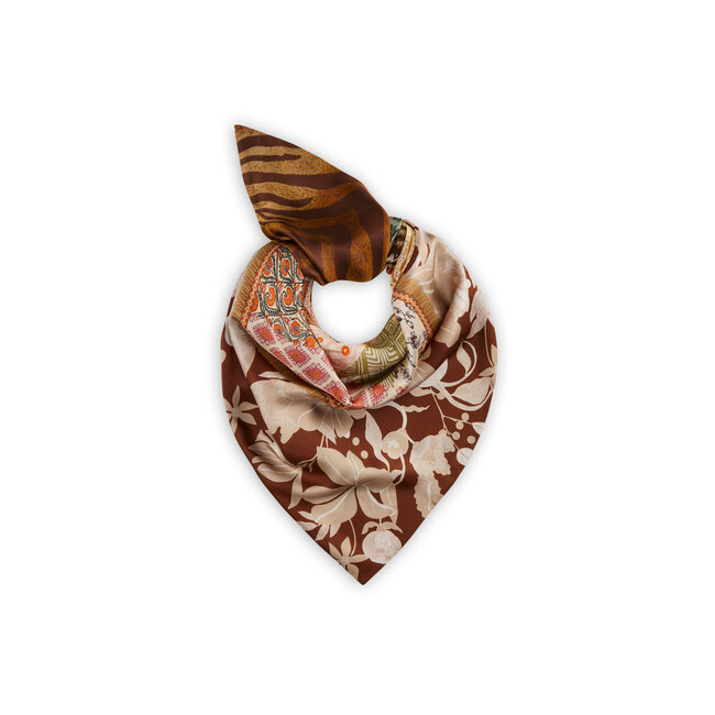 Codello Sjaal Printed Triangle Patched Brown