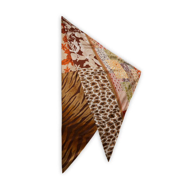 Codello Sjaal Printed Triangle Patched Brown
