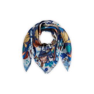 Codello Sjaal Printed Square Flowers Blu