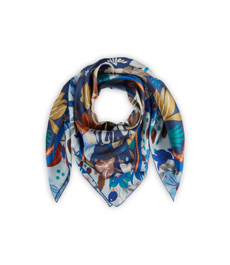 Codello Sjaal Printed Square Flowers Blu