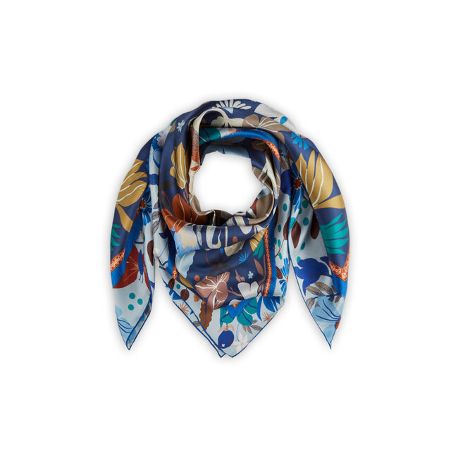 Codello Sjaal Printed Square Flowers Blu