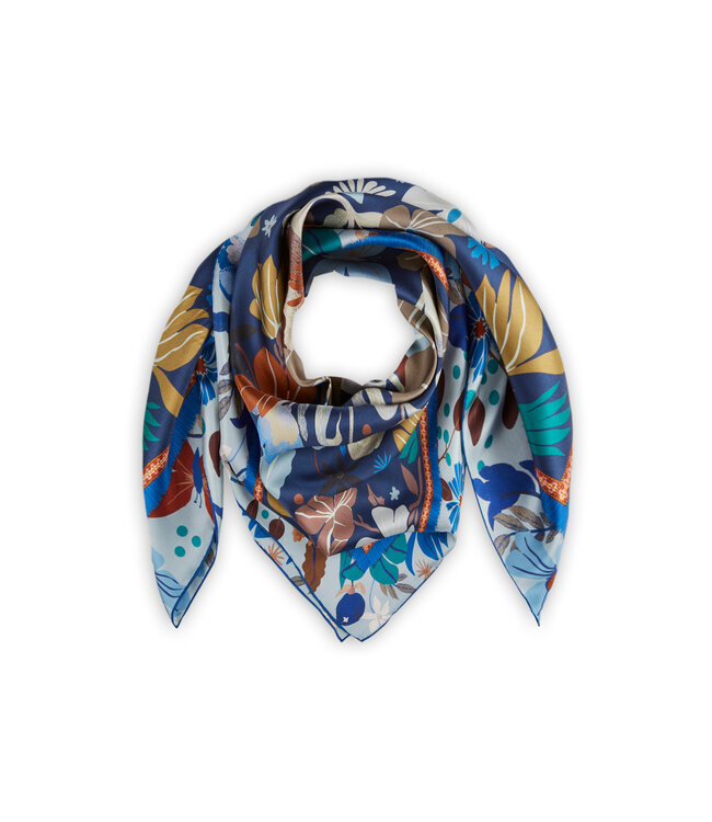 Codello Sjaal Printed Square Flowers Blu