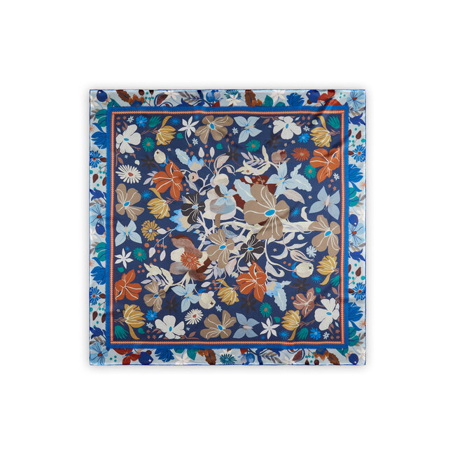 Codello Sjaal Printed Square Flowers Blu