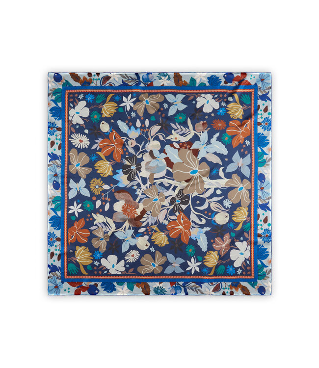 Codello Sjaal Printed Square Flowers Blu