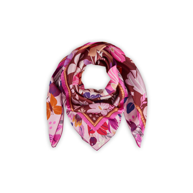 Codello Sjaal Printed Square Flowers Red