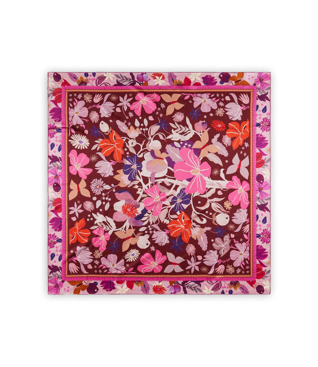 Codello Sjaal Printed Square Flowers Red