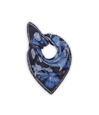 Codello Sjaal Jacquard Triangle Mix Flowers Blue