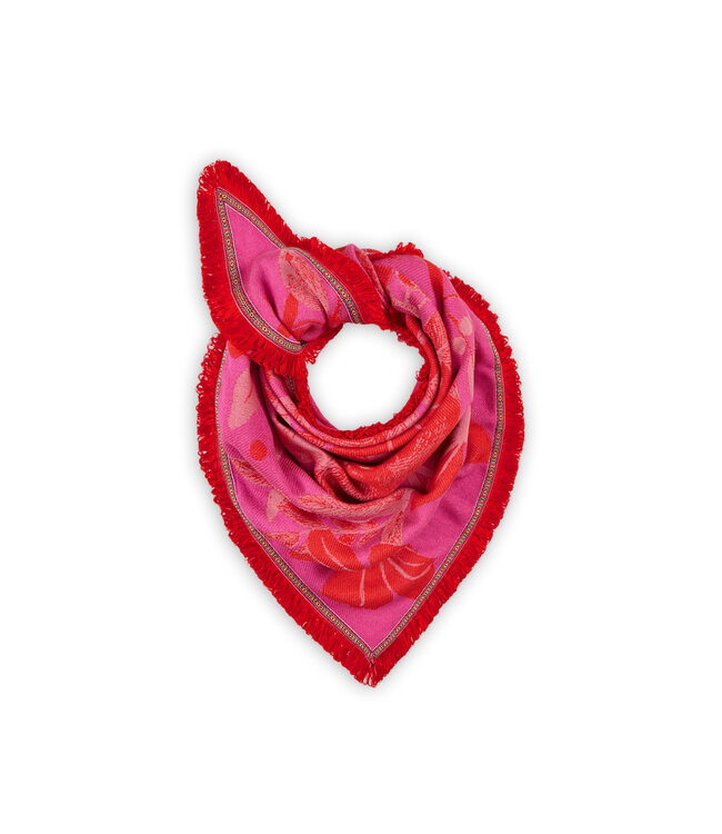 Codello Sjaal Jacquard Triangle Mix Flowers Pink