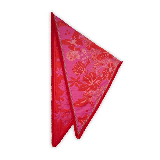Codello Sjaal Jacquard Triangle Mix Flowers Pink