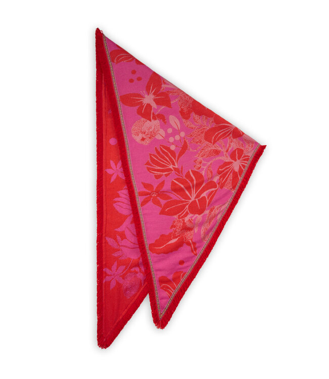Codello Sjaal Jacquard Triangle Mix Flowers Pink