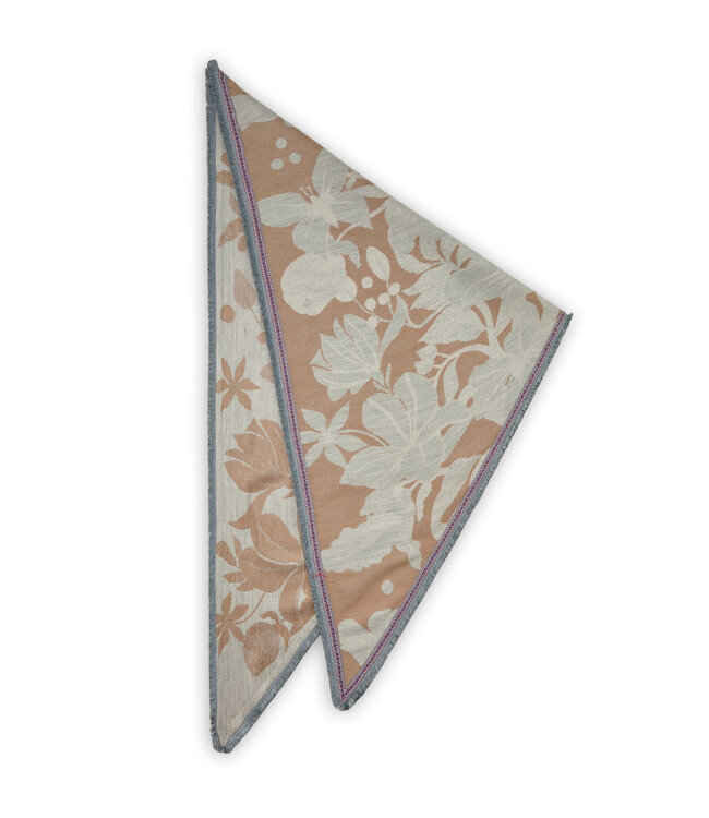 Codello Sjaal Jacquard Triangle Mix Flowers Grey