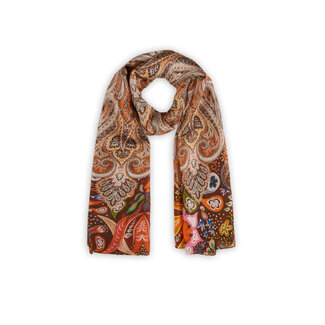 Codello Sjaal Printed Pongé Paisley Beige