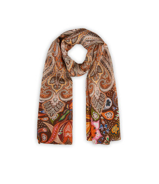 Codello Sjaal Printed Pongé Paisley Beige