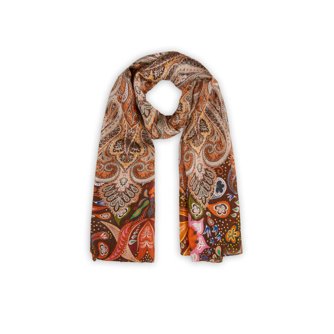 Codello Sjaal Printed Pongé Paisley Beige
