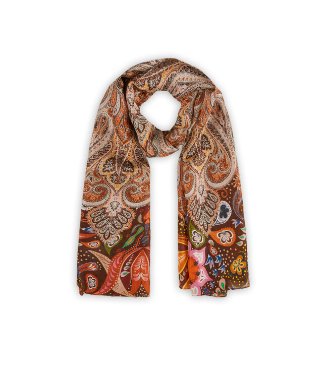 Codello Sjaal Printed Pongé Paisley Beige