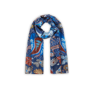 Codello Sjaal Printed Pongé Paisley Blue