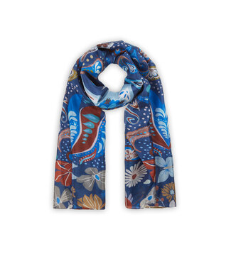 Codello Sjaal Printed Pongé Paisley Blue