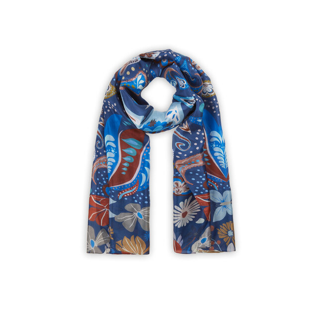 Codello Sjaal Printed Pongé Paisley Blue