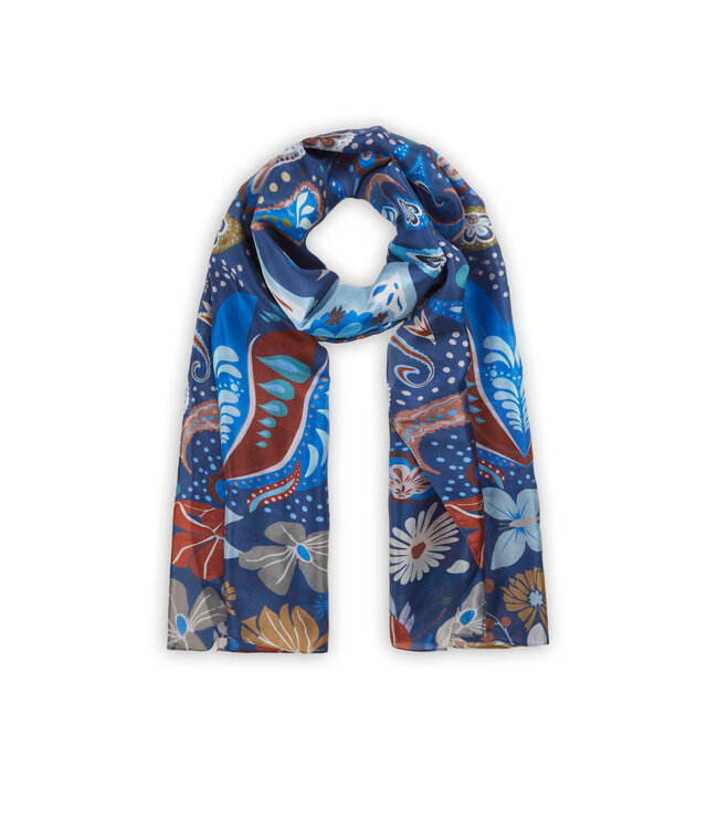 Codello Sjaal Printed Pongé Paisley Blue