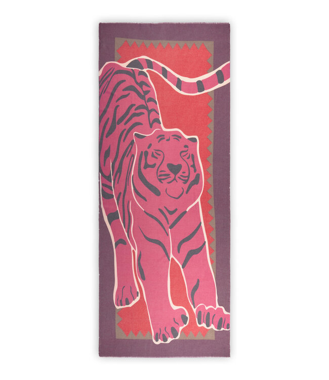 Codello Sjaal Printed Tiger Pink