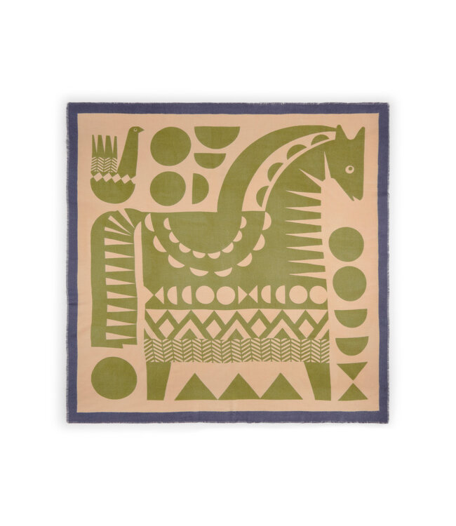 Codello Sjaal Printed Square Horse Beige