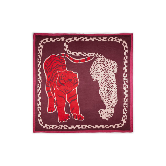 Codello Sjaal Square Modal Animal Mix Red