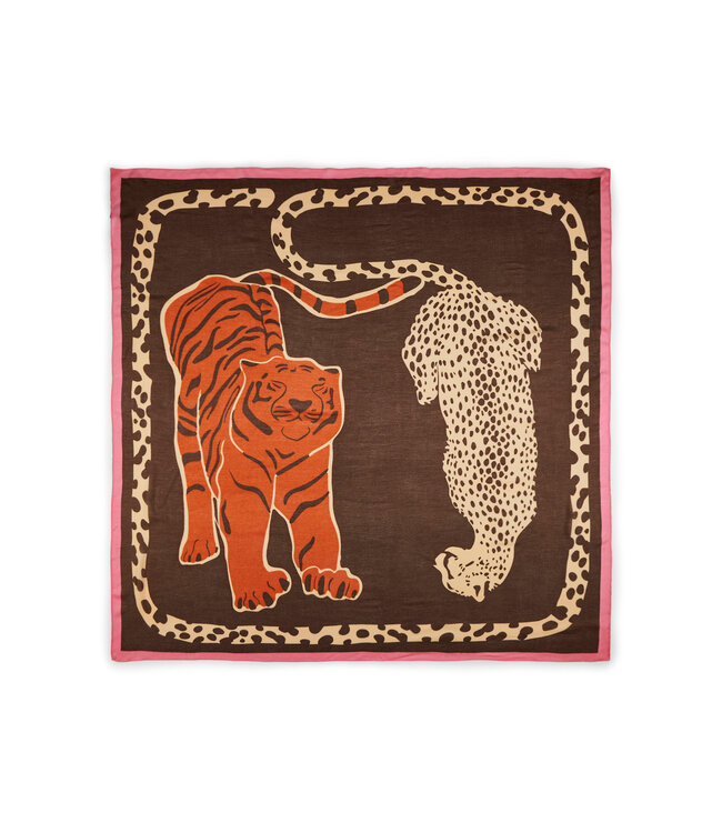 Codello Sjaal Square Modal Animal Mix Brown