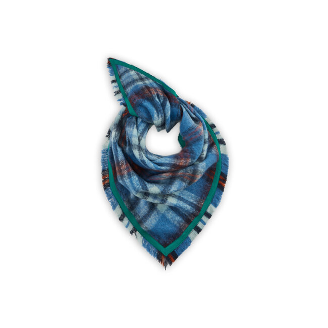 Codello Sjaal Jacquard Triangle Checks Blue