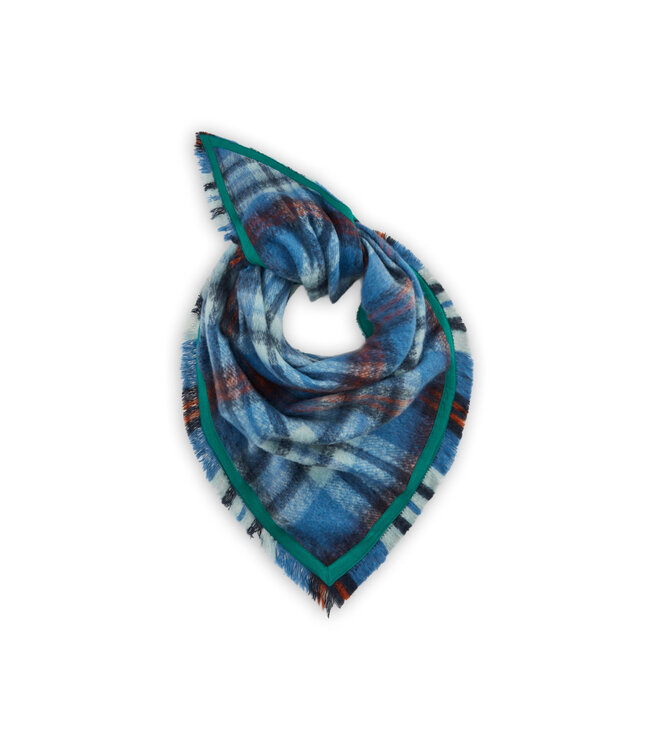 Codello Sjaal Jacquard Triangle Checks Blue