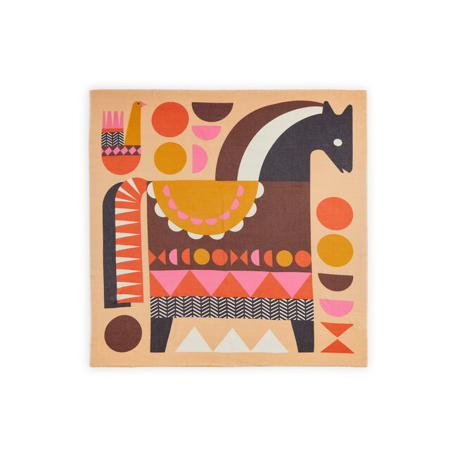 Codello Sjaal Printed Square Horse Beige