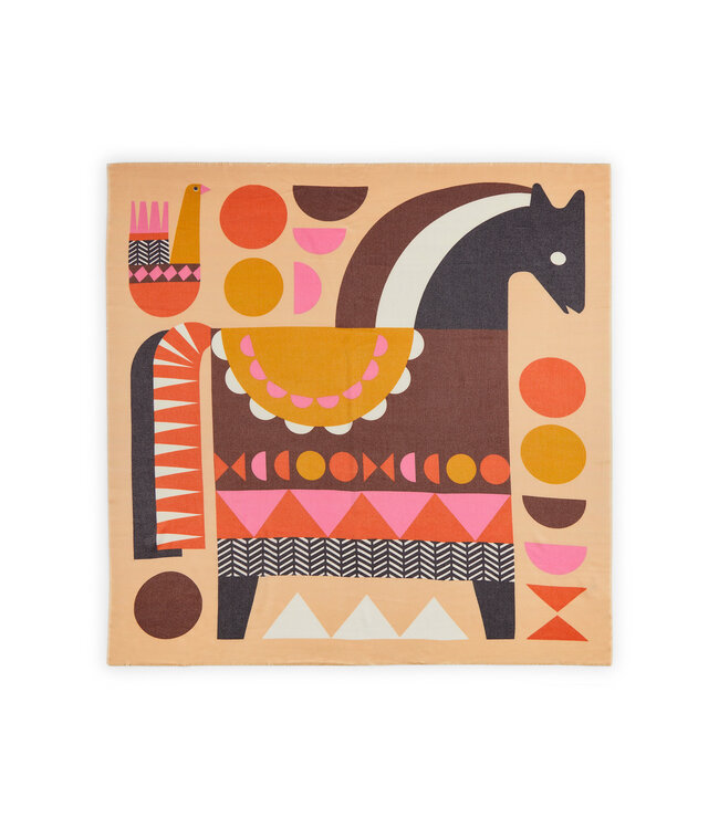 Codello Sjaal Printed Square Horse Beige