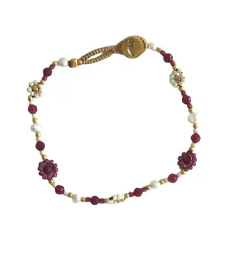 Ibu Jewels Ibu Jewels - Armband Lulu Flower Gold Maroon