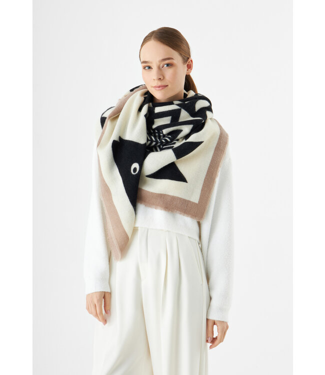 Codello Sjaal Printed Square Horse White