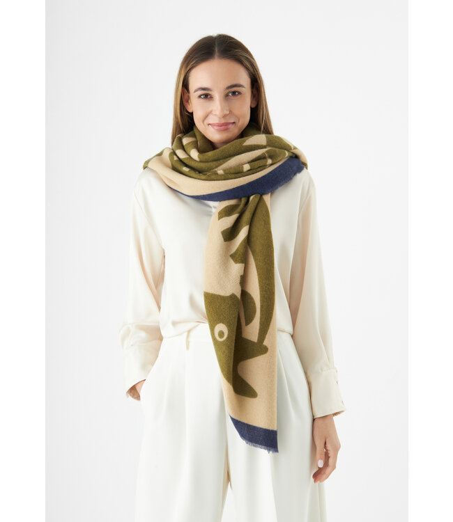 Codello Sjaal Printed Square Horse Beige