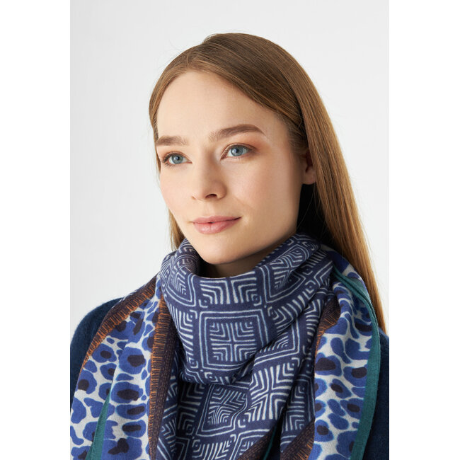 Codello Sjaal Square Graphical Pattern Blue