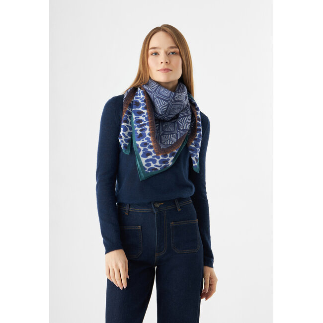 Codello Sjaal Square Graphical Pattern Blue