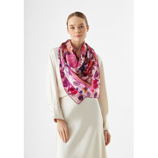 Codello Sjaal Printed Square Flowers Red